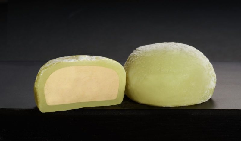 Pandan Durian Mochi Cut Inside
