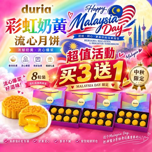 2026 NEW -【B3FREE1】Rainbow Lava Custard 彩虹奶黄流心月饼 Baked Skin Mooncake （8pcs/set）【West M’sia 西马】
